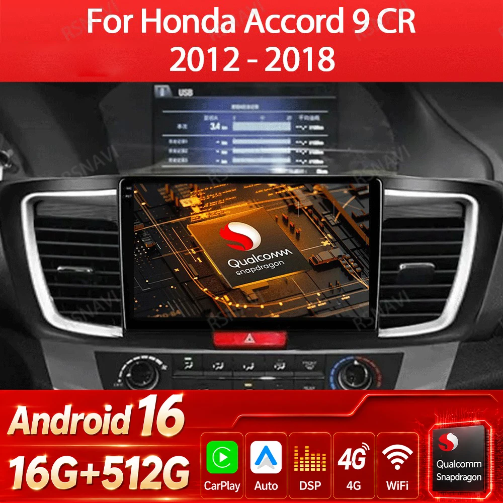 Android 16 Car Radio For Honda Accord 9 2.0L 2.4L 2013 - 2016 2017 2018 Multimedia Video Player GPS Navi 4G Carplay Auto 2Din BT
Android 16 Car Radio For Honda Accord 9 2.0L 2.4L 2013 - 2016 2017 2018 Multimedia Video Player GPS Navi 4G Carplay Auto 2Din BT