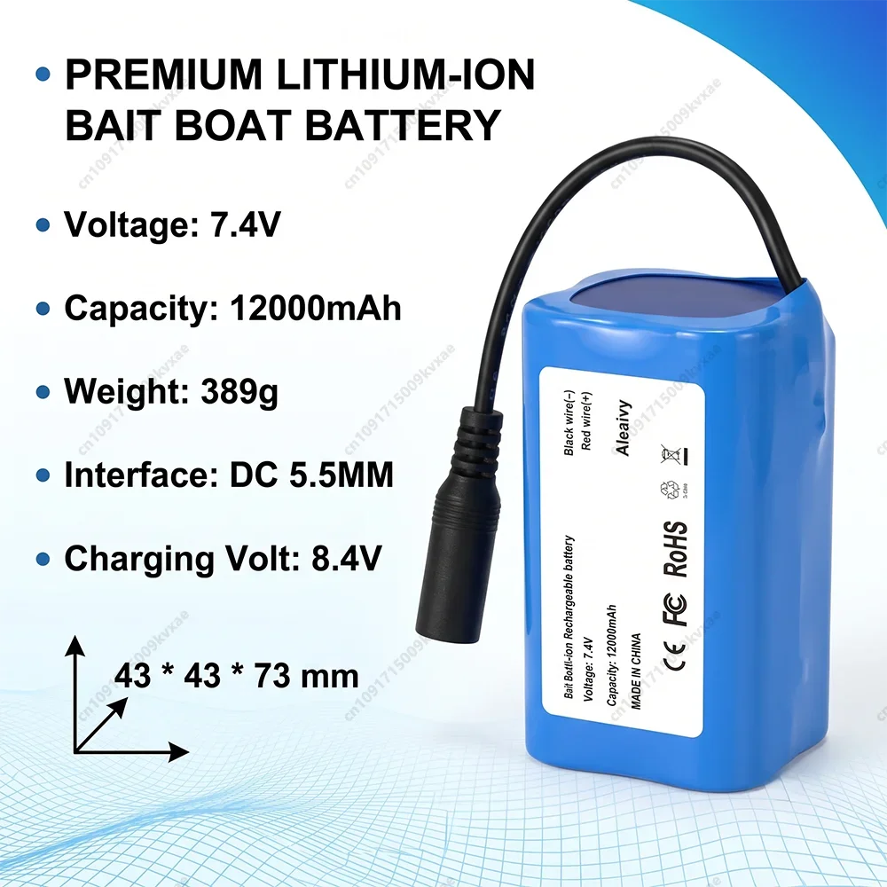 High Capacity 7.4V 12000mAh 21700 Li ion Battery for T188 V007 H18 C18 RC Fishing Bait Boat Upgrade Replacement Cell Pack
High Capacity 7.4V 12000mAh 21700 Li ion Battery for T188 V007 H18 C18 RC Fishing Bait Boat Upgrade Replacement Cell Pack