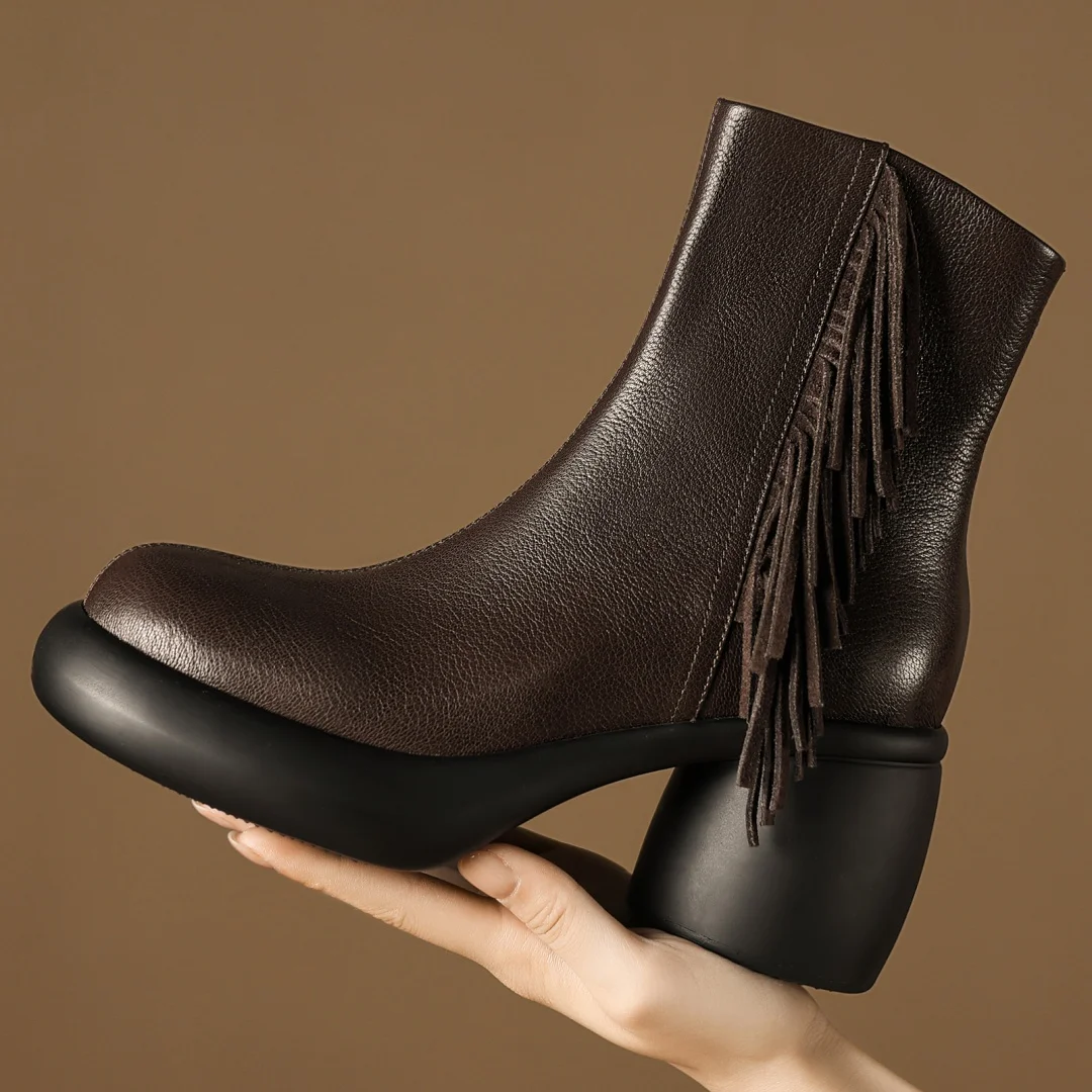 Women's sheepskin chunky heel platform side zip autumn ankle boots fringe casual female punk short booties shoes for woman 2024
Women's sheepskin chunky heel platform side zip autumn ankle boots fringe casual female punk short booties shoes for woman 2024