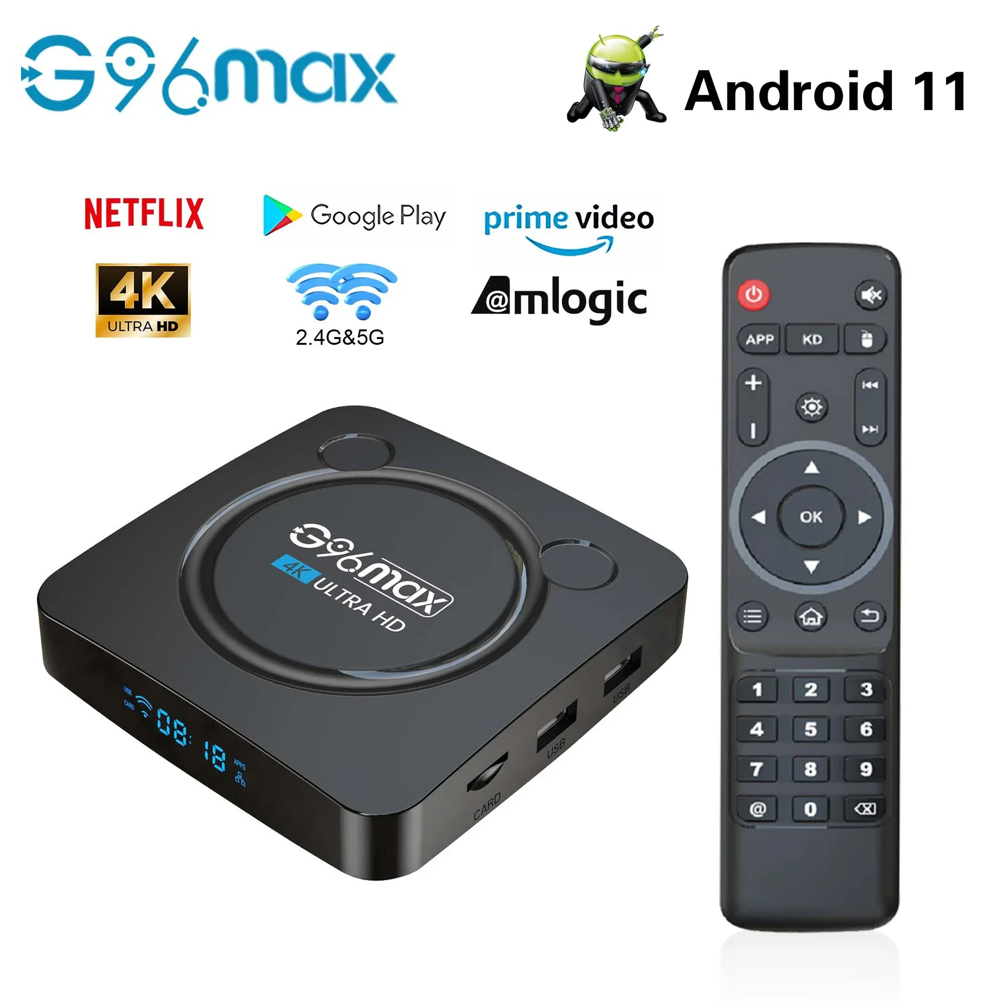 G96max Smart TV Box Amlogic S905W2 Quad Core Android11 4K HD Support Dual Wifi Youtube Netflix Chromecast Streaming Media Player
G96max Smart TV Box Amlogic S905W2 Quad Core Android11 4K HD Support Dual Wifi Youtube Netflix Chromecast Streaming Media Player
