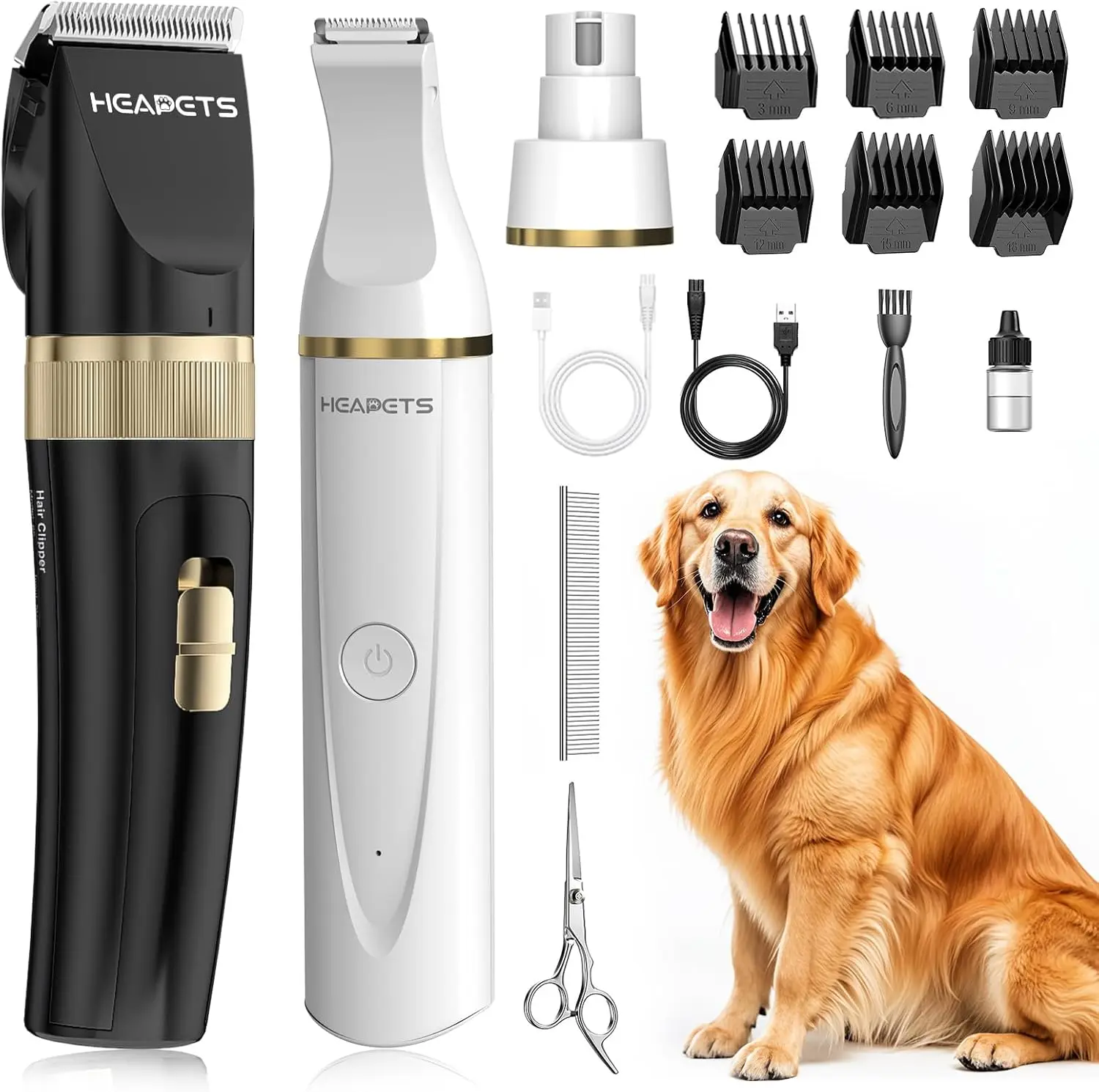 Cordless Dog Hair Clippers & Paw Trimmer, Low Noise Rechargeable Grooming Kit for Dogs and Cats (Black/White)
Cordless Dog Hair Clippers & Paw Trimmer, Low Noise Rechargeable Grooming Kit for Dogs and Cats (Black/White)