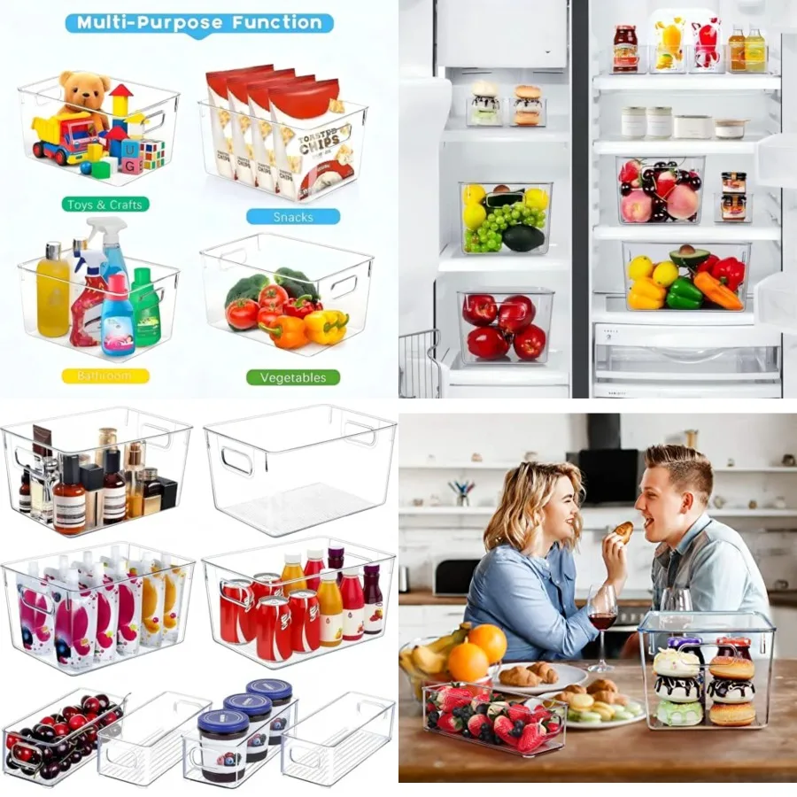 Set of 8 Clear Plastic Storage Bins, 4 Large and 4 Small Stackable Storage Containers for Pantry Organization and Kitchen Stora
Set of 8 Clear Plastic Storage Bins, 4 Large and 4 Small Stackable Storage Containers for Pantry Organization and Kitchen Stora
