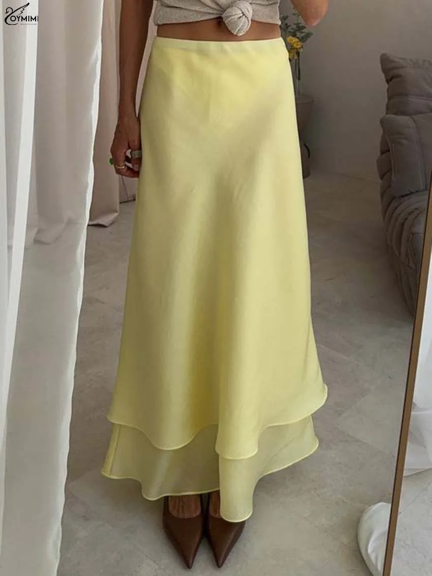 Oymimi Fashion Yellow Loose Skirts For Women Elegant Low Waisted Cascading Ruffled Skirts Autumn New Solid Ankle-Length Skirt 
Oymimi Fashion Yellow Loose Skirts For Women Elegant Low Waisted Cascading Ruffled Skirts Autumn New Solid Ankle-Length Skirt
