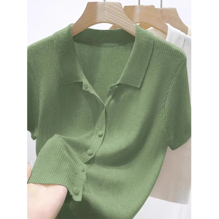 Высококачественный женский открытый кардиган Ne ort Sve Ice Silk, летняя трикотажная футболка, облегающая футболка для поездок на работу, стандартная длина 
Высококачественный женский открытый кардиган Ne ort Sve Ice Silk, летняя трикотажная футболка, облегающая футболка для поездок на работу, стандартная длина