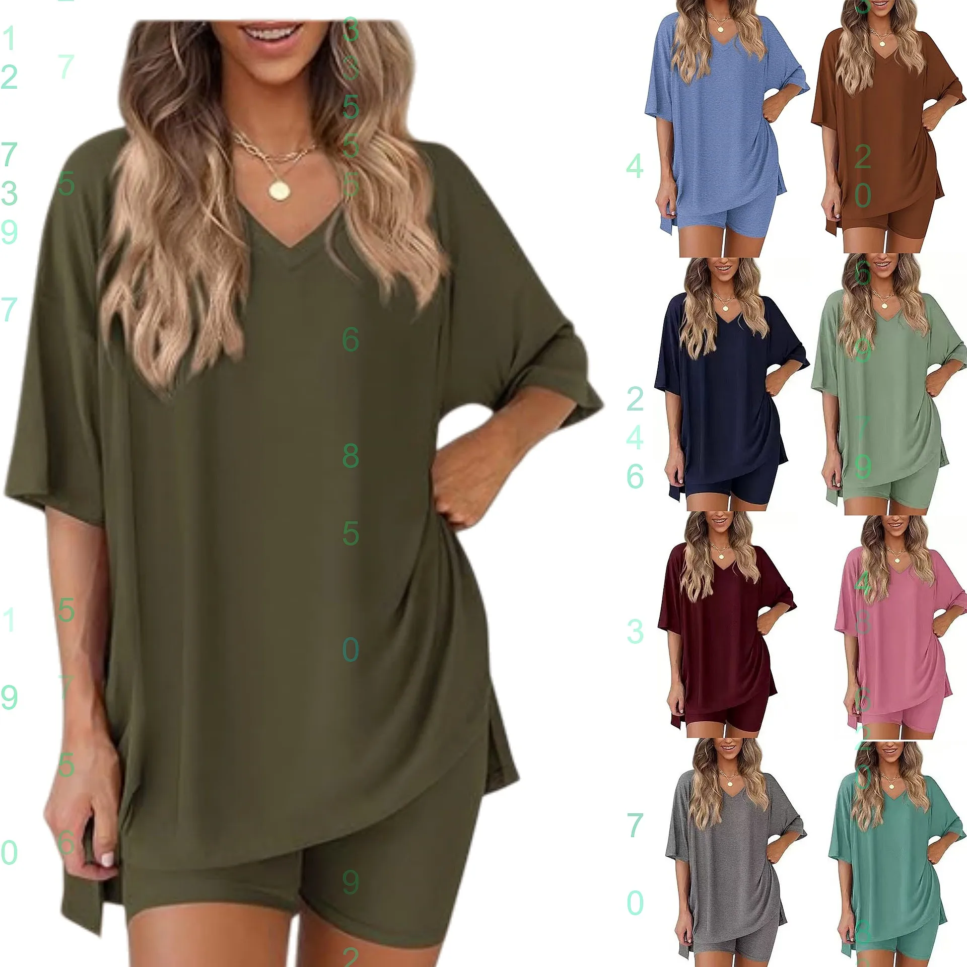Comfortable Women Casual V Neck Loose Tee Elastic Waist Shorts Lounge Set
Comfortable Women Casual V Neck Loose Tee Elastic Waist Shorts Lounge Set