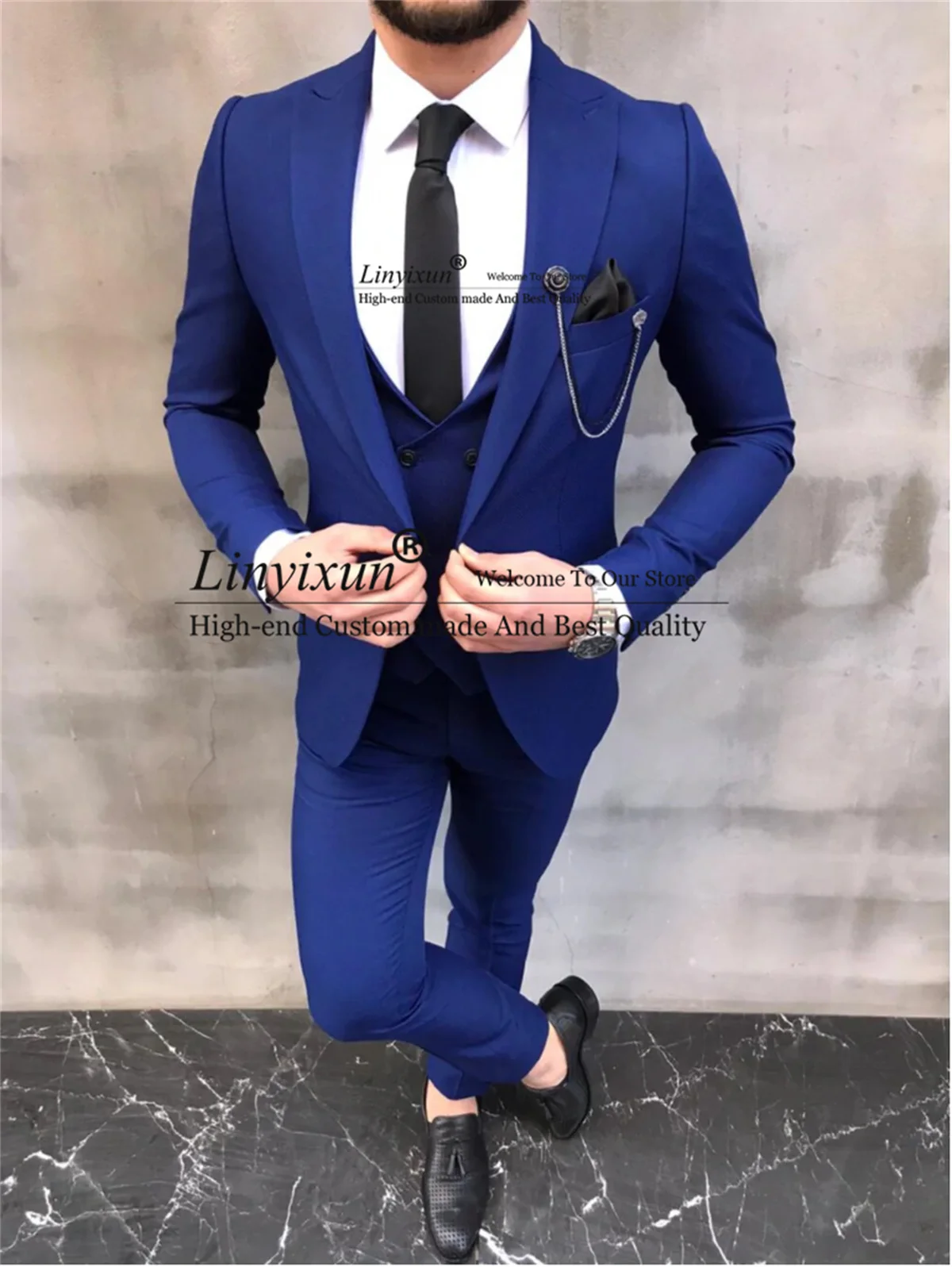 Formal Royal Blue Mens Suits Slim Fit Wedding Groom Tuxedos Groomsmen Male Blazer 3 Pieces Jacket Vest Pants Set Terno Masculino
Formal Royal Blue Mens Suits Slim Fit Wedding Groom Tuxedos Groomsmen Male Blazer 3 Pieces Jacket Vest Pants Set Terno Masculino