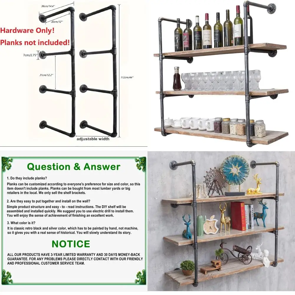 Retro Black Industrial Style Wall-Mounted Pipe Shelves - 4-Tier DIY Storage for Books and Office, Excludes Boards
Retro Black Industrial Style Wall-Mounted Pipe Shelves - 4-Tier DIY Storage for Books and Office, Excludes Boards