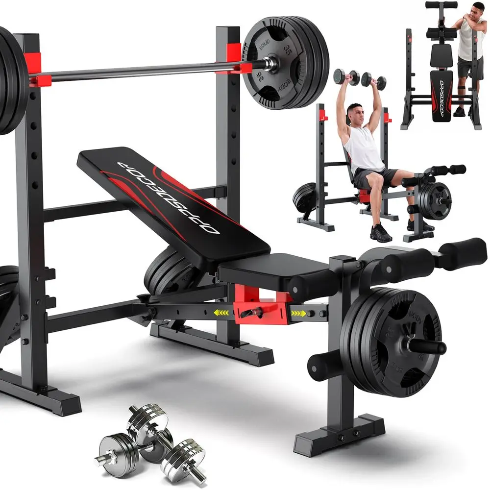 Weight Bench Set, Folding Workout Bench with Squat Rack Leg Extension amp Leg Curl, Adjustable Back Barbell Rack for Bench Pres
Weight Bench Set, Folding Workout Bench with Squat Rack Leg Extension amp Leg Curl, Adjustable Back Barbell Rack for Bench Pres