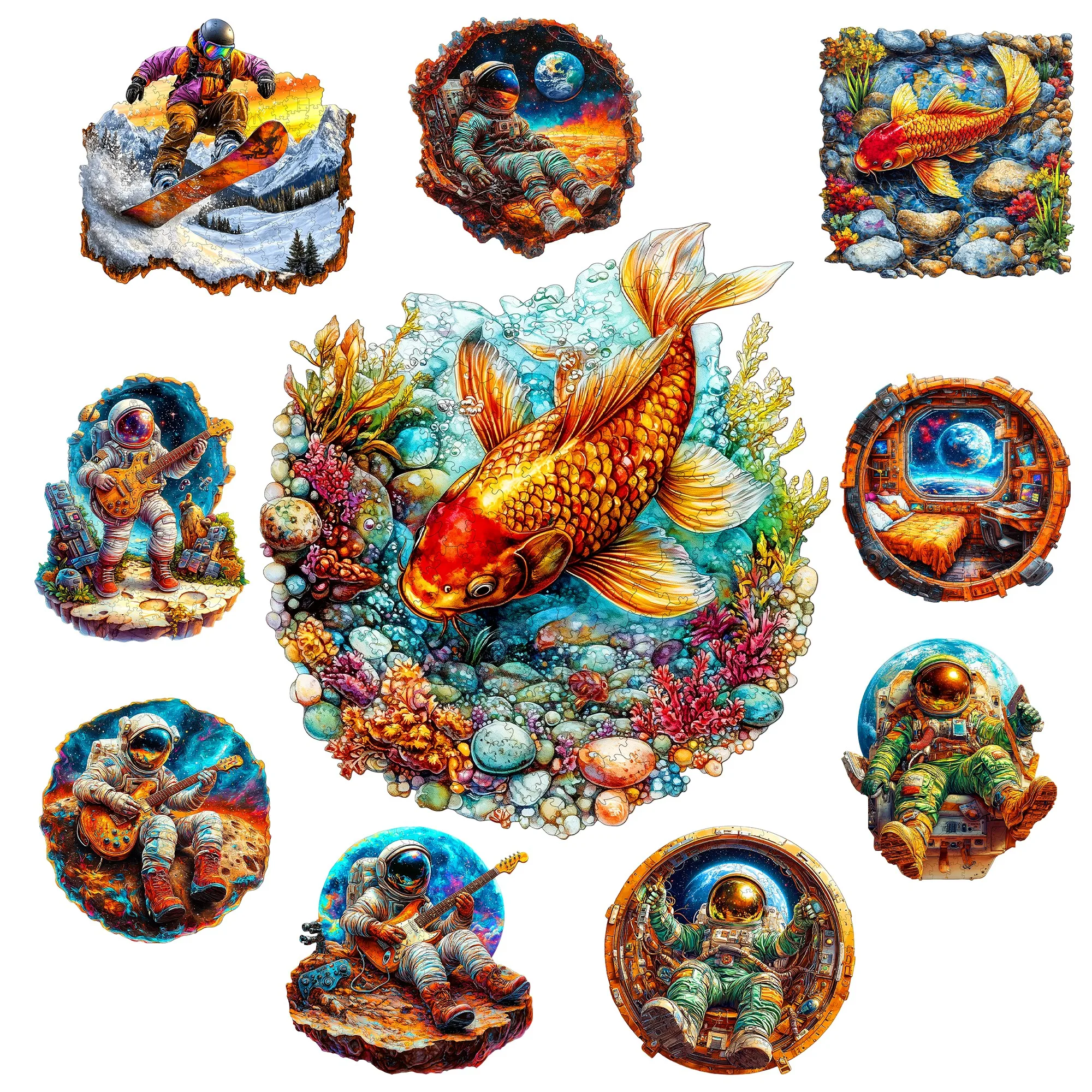 Fish and Astronauts Theme Wooden Jigsaw Puzzle Wooden Decor Painting Christmas and Halloween Gift Toy For Teen And Kid
Fish and Astronauts Theme Wooden Jigsaw Puzzle Wooden Decor Painting Christmas and Halloween Gift Toy For Teen And Kid