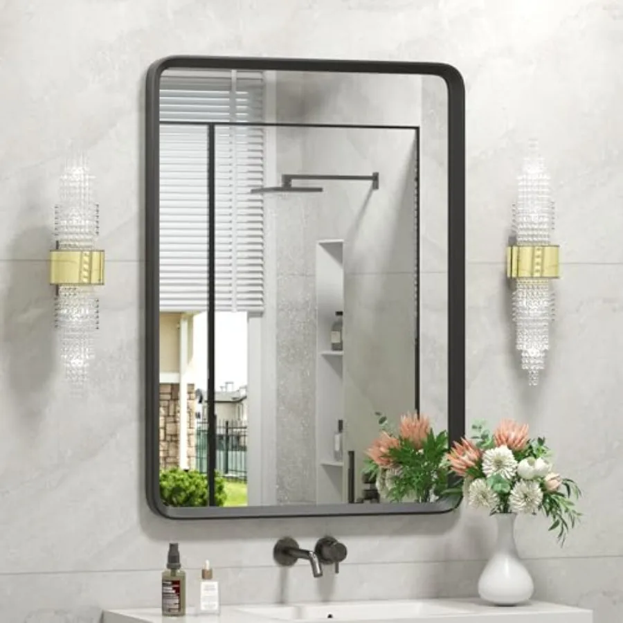 20x30 Inch Matte Framed Mirror for Bathroom, Rounded Rectangle Bathroom Vanity Mirror for Wall, Anti-Rust, Shatterproof Horizon
20x30 Inch Matte Framed Mirror for Bathroom, Rounded Rectangle Bathroom Vanity Mirror for Wall, Anti-Rust, Shatterproof Horizon