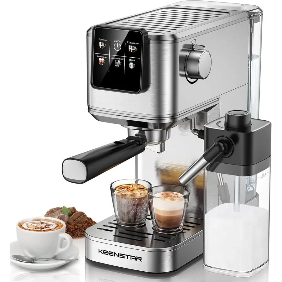 Espresso Coffee Machine with Milk Tank, 20Bar Hot amp Iced Coffee Machine with Rapid Cold Brew, Touch Screen Espresso Maker wit
Espresso Coffee Machine with Milk Tank, 20Bar Hot amp Iced Coffee Machine with Rapid Cold Brew, Touch Screen Espresso Maker wit