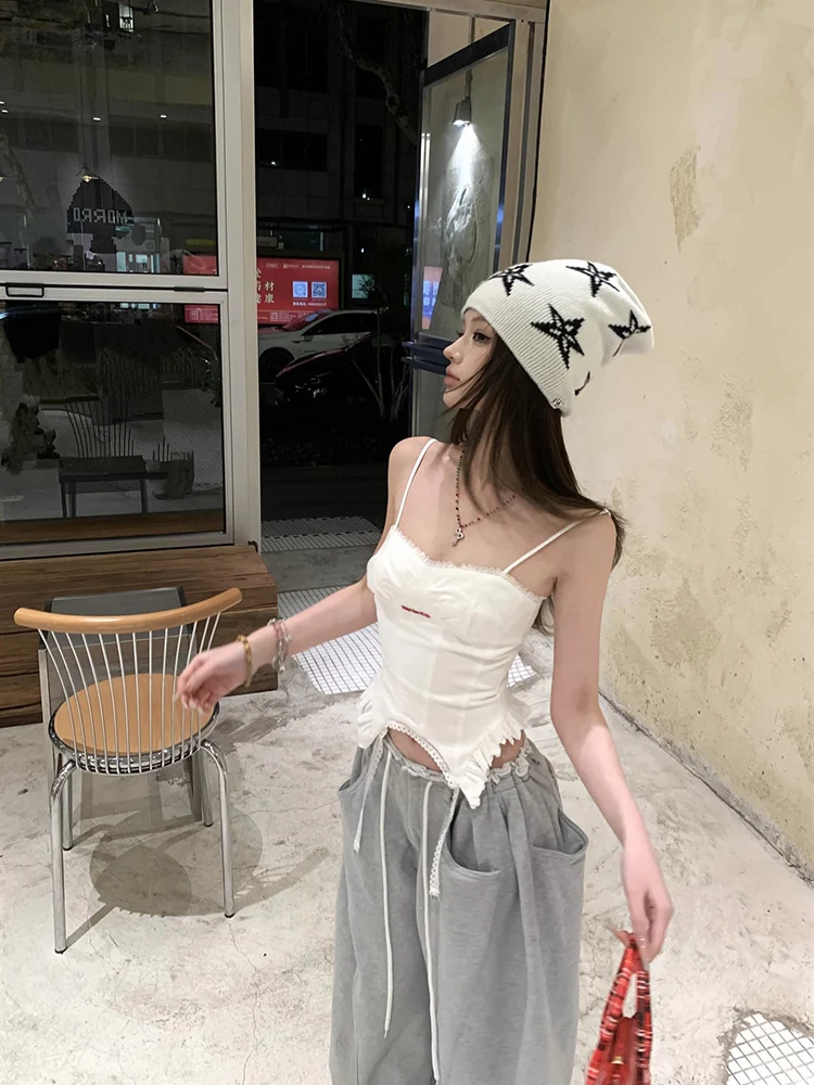 Summer New Fashion Outfit Set American Style Hot Girl Irregular Lace Suspender Vest Drawstring Wide-Leg Trousers Two-Piece
Summer New Fashion Outfit Set American Style Hot Girl Irregular Lace Suspender Vest Drawstring Wide-Leg Trousers Two-Piece