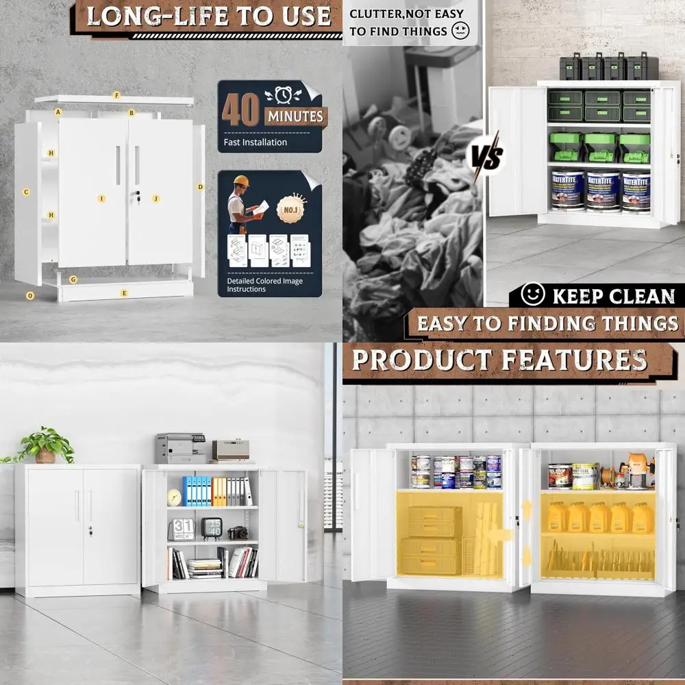 36 Metal Storage Cabinet with 2 Adjustable Shelves, Secure Locking Garage Cabinet for Home and Office (White)
36 Metal Storage Cabinet with 2 Adjustable Shelves, Secure Locking Garage Cabinet for Home and Office (White)