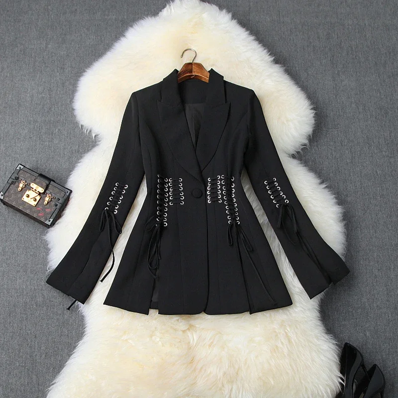 2023 HIGH QUALITY Newest Designer Coat Women's Single Button Lacing Up Rope Split Blazer Jacket
2023 HIGH QUALITY Newest Designer Coat Women's Single Button Lacing Up Rope Split Blazer Jacket
