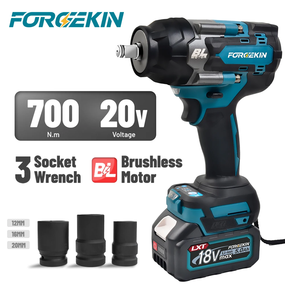FORGEKIN 700N.M Brushless Electric Impact Wrench Cordless Electric Drill 1/2" Wrench Power Tools For makita 18V Battery pin
FORGEKIN 700N.M Brushless Electric Impact Wrench Cordless Electric Drill 1/2" Wrench Power Tools For makita 18V Battery pin