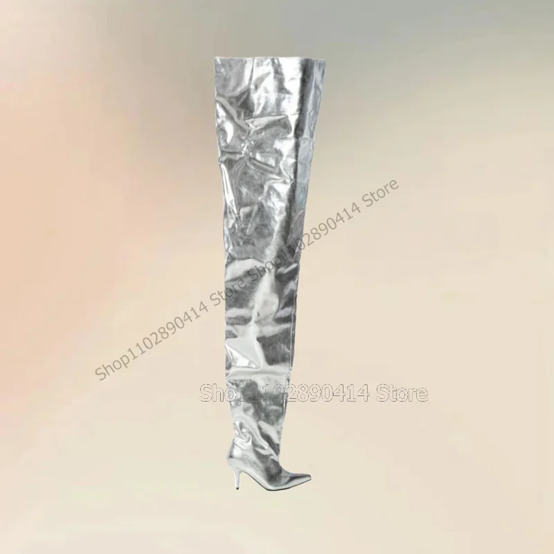 Silver Pleated Design Large Cuff Pointed Toe Boots Slip On Women Shoes Thin High Heels Fashion Banquet 2026 Zapatos Para Mujere
Silver Pleated Design Large Cuff Pointed Toe Boots Slip On Women Shoes Thin High Heels Fashion Banquet 2026 Zapatos Para Mujere