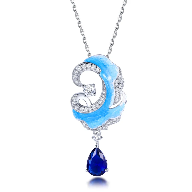 TKJ 925 Sterling Silver Pendant Necklace Luxury Pear Zircon Waves Charms Necklace Chain Women Engagement Wedding Fine Jewelry
TKJ 925 Sterling Silver Pendant Necklace Luxury Pear Zircon Waves Charms Necklace Chain Women Engagement Wedding Fine Jewelry