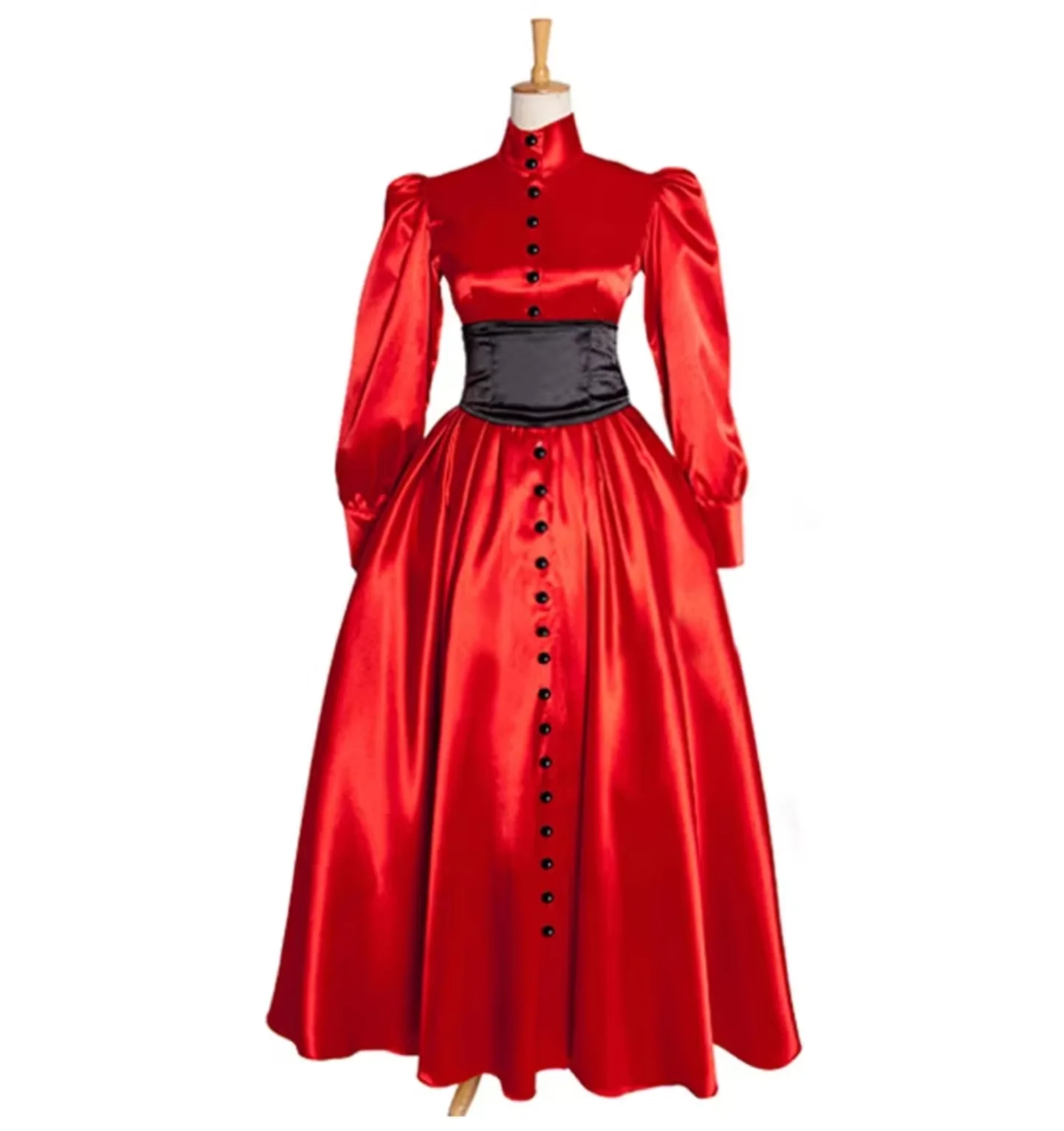 Red High Necked Long Sleeved Integrated Chest Opening Belt Waist Circumference Dress
Red High Necked Long Sleeved Integrated Chest Opening Belt Waist Circumference Dress