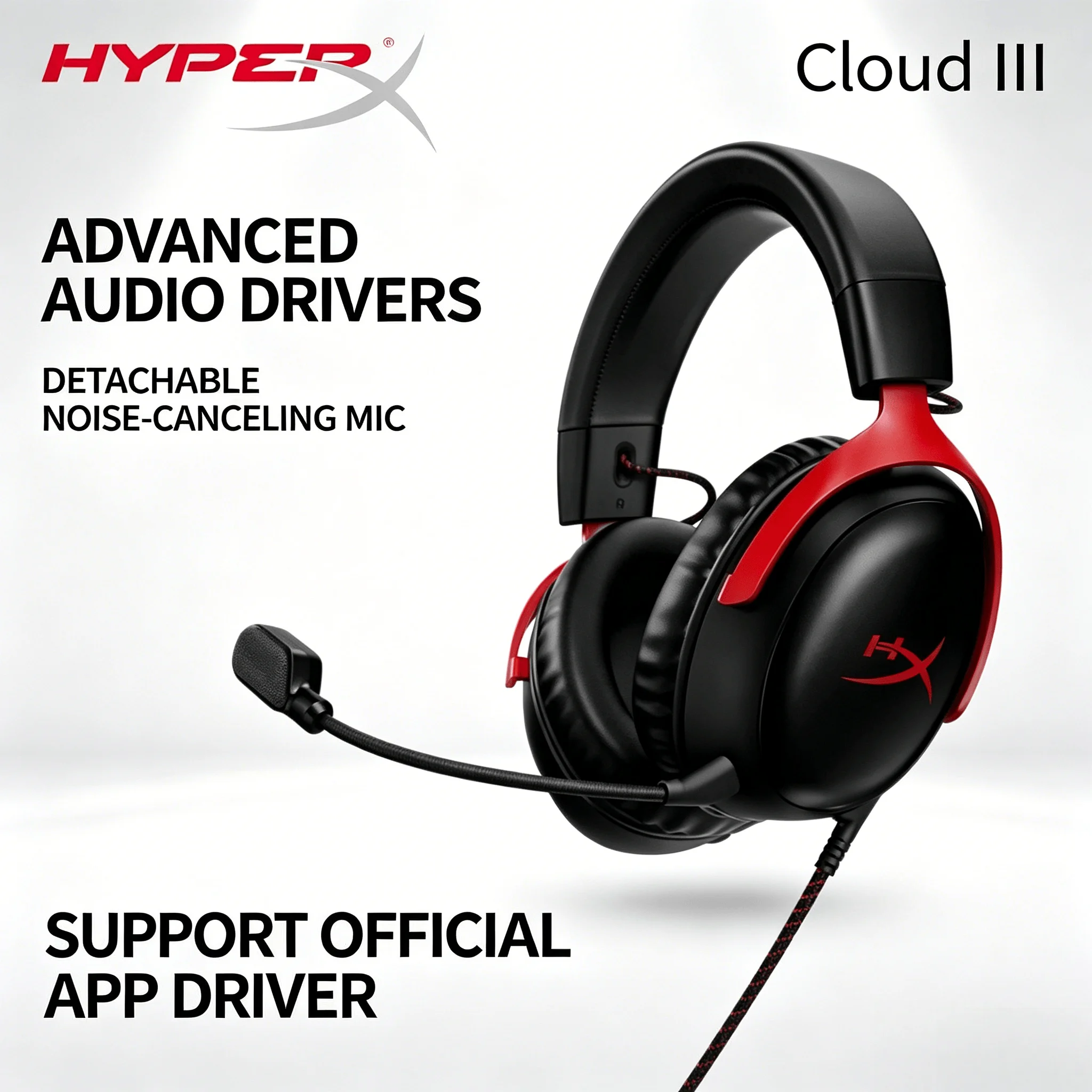 HyperX Cloud III Wired Headset 53mm Drivers DTS Sound NGENUITY App Compatible Noise Cancelling Mic For PC PS Xbox Switch
HyperX Cloud III Wired Headset 53mm Drivers DTS Sound NGENUITY App Compatible Noise Cancelling Mic For PC PS Xbox Switch