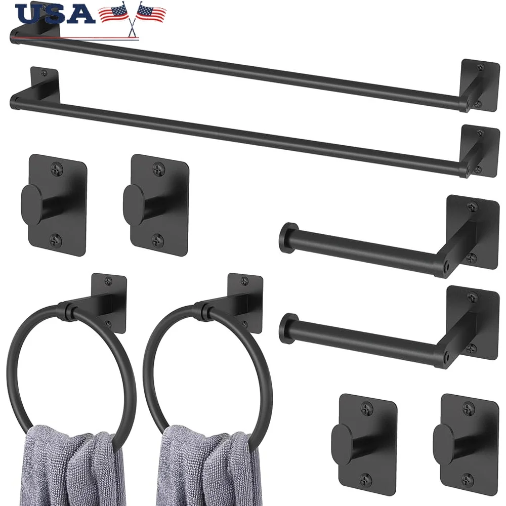 Набор фурнитуры для ванной комнаты, вешалка для полотенец, кольца для полотенец, крючки, держатели для туалетной бумаги, настенные аксессуары из нержавеющей стали
Набор фурнитуры для ванной комнаты, вешалка для полотенец, кольца для полотенец, крючки, держатели для туалетной бумаги, настенные аксессуары из нержавеющей стали