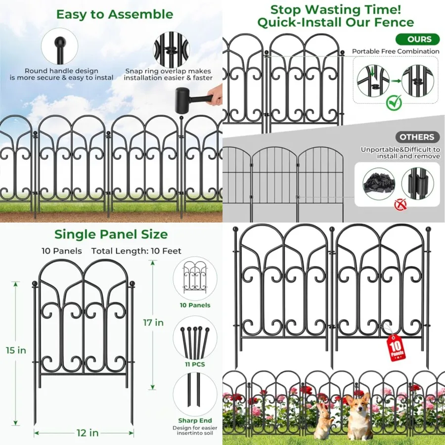 AMAGABELI 10 Panels 17in H ×10ft(L) Decorative Garden s and Borders for Dogs No Dig Rustproof Metal Panels Garden Edging Border
AMAGABELI 10 Panels 17in H ×10ft(L) Decorative Garden s and Borders for Dogs No Dig Rustproof Metal Panels Garden Edging Border