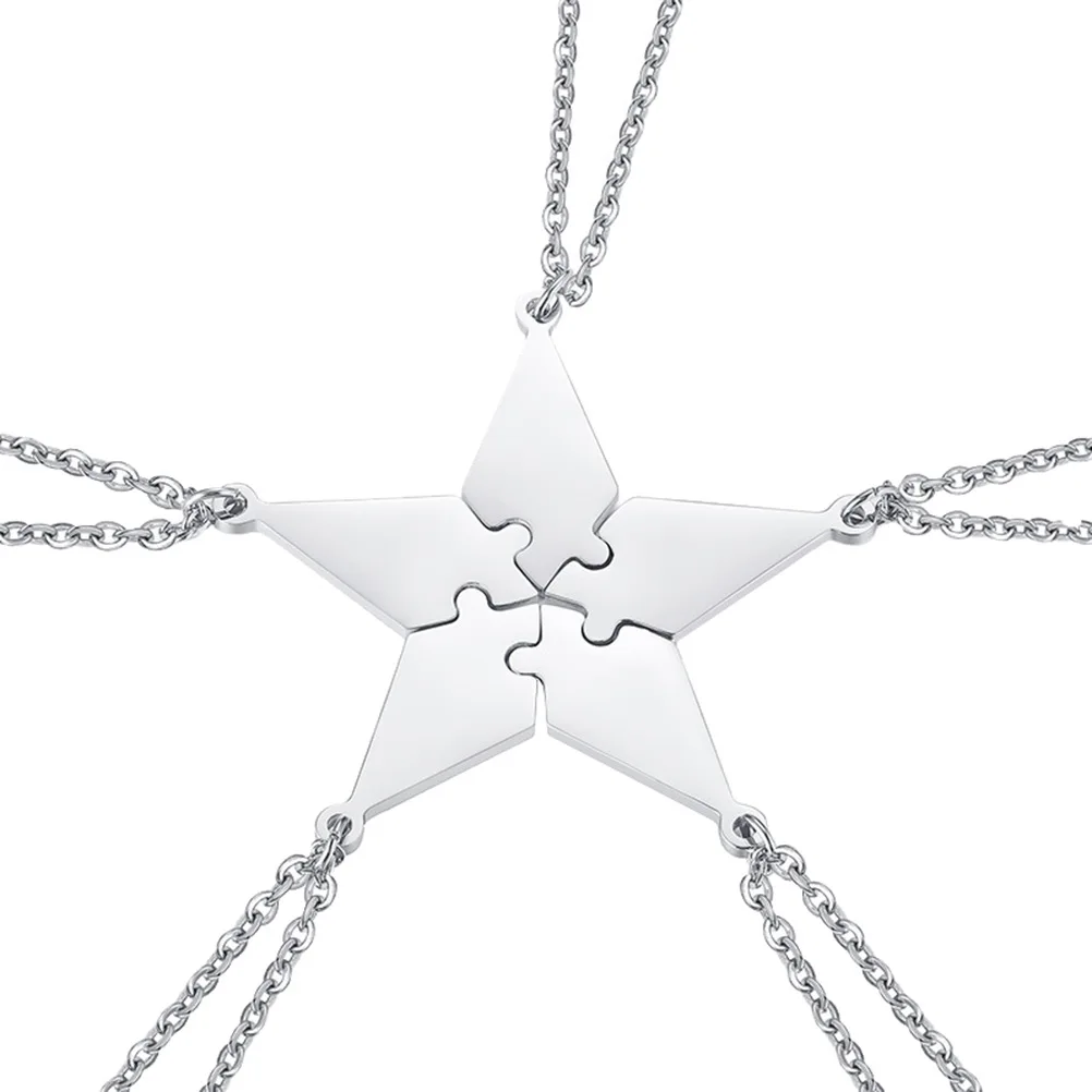 5pcs Pentagram Pendant Puzzle Necklaces Friends Family Jewelry Accessories Fashion Necklace Decorations Popular
5pcs Pentagram Pendant Puzzle Necklaces Friends Family Jewelry Accessories Fashion Necklace Decorations Popular