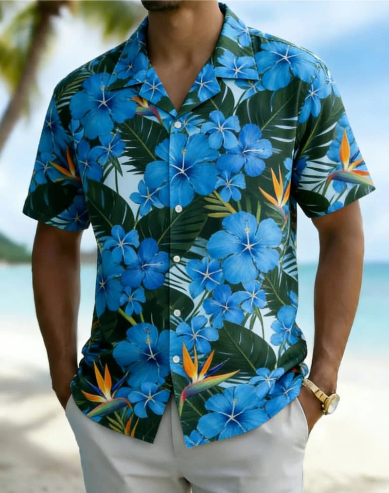Men's Classic Tropical Floral & Leaf Print Short Sleeve Shirt, Versatile Summer Shirt for Vacation, Beach and Daily Life
Men's Classic Tropical Floral & Leaf Print Short Sleeve Shirt, Versatile Summer Shirt for Vacation, Beach and Daily Life