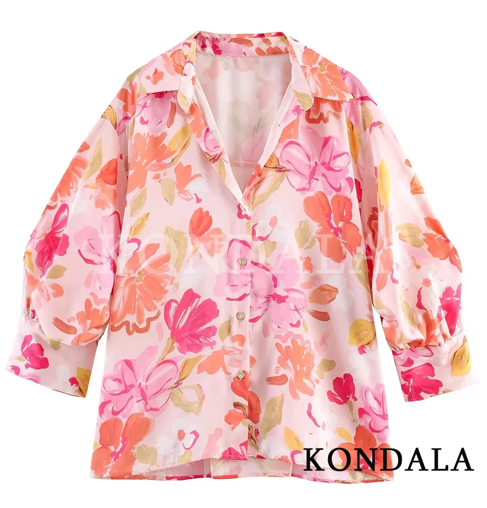KONDALA Women Beach Trendy Satin Floral Print Shirt V-neck Bubble Sleeve Blouse New Fashion 2026 Spring Summer Holiday Shirt
KONDALA Women Beach Trendy Satin Floral Print Shirt V-neck Bubble Sleeve Blouse New Fashion 2026 Spring Summer Holiday Shirt
