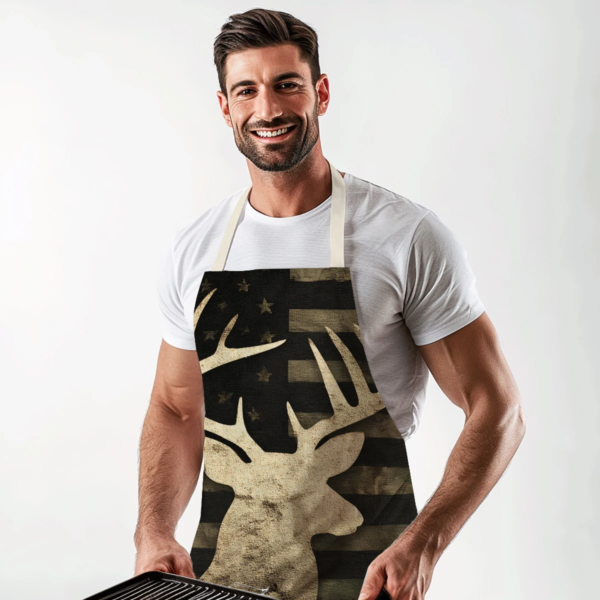 Rustic Deer Head Pattern Polyester Apron - Stylish Cooking & Art Craft Apron, Practical Polyester For Home, Studio & Daily Use
Rustic Deer Head Pattern Polyester Apron - Stylish Cooking & Art Craft Apron, Practical Polyester For Home, Studio & Daily Use