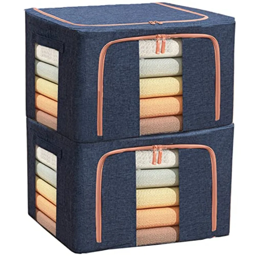Clothes - Stackable Organizer with Foldable Shape Keeping Metal Frame, Zipper, Handles, Clear Window, Storage Container Box for
Clothes - Stackable Organizer with Foldable Shape Keeping Metal Frame, Zipper, Handles, Clear Window, Storage Container Box for