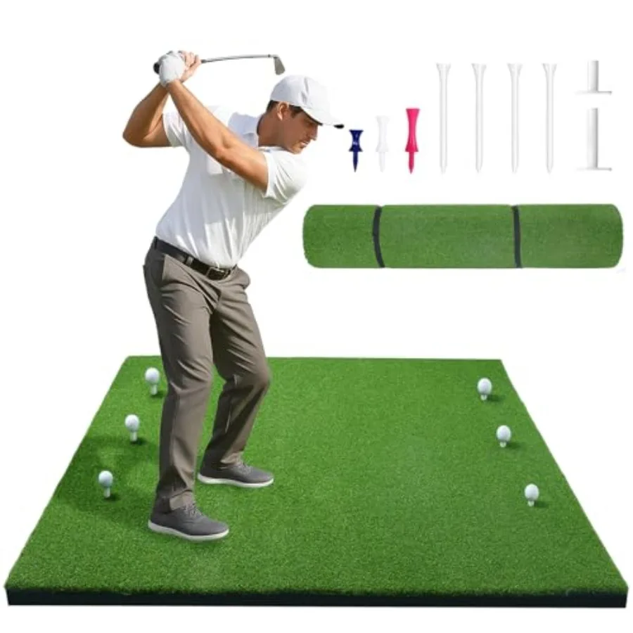 31mm Golf Mats Practice Outdoor & Indoor, 5x4ft Golf Hitting Mat with 9 Tees, Heavy Duty Artificial Turf Matt for Backyard Garage Simulator Training Chipping Driving Swing
31mm Golf Mats Practice Outdoor & Indoor, 5x4ft Golf Hitting Mat with 9 Tees, Heavy Duty Artificial Turf Matt for Backyard Garage Simulator Training Chipping Driving Swing