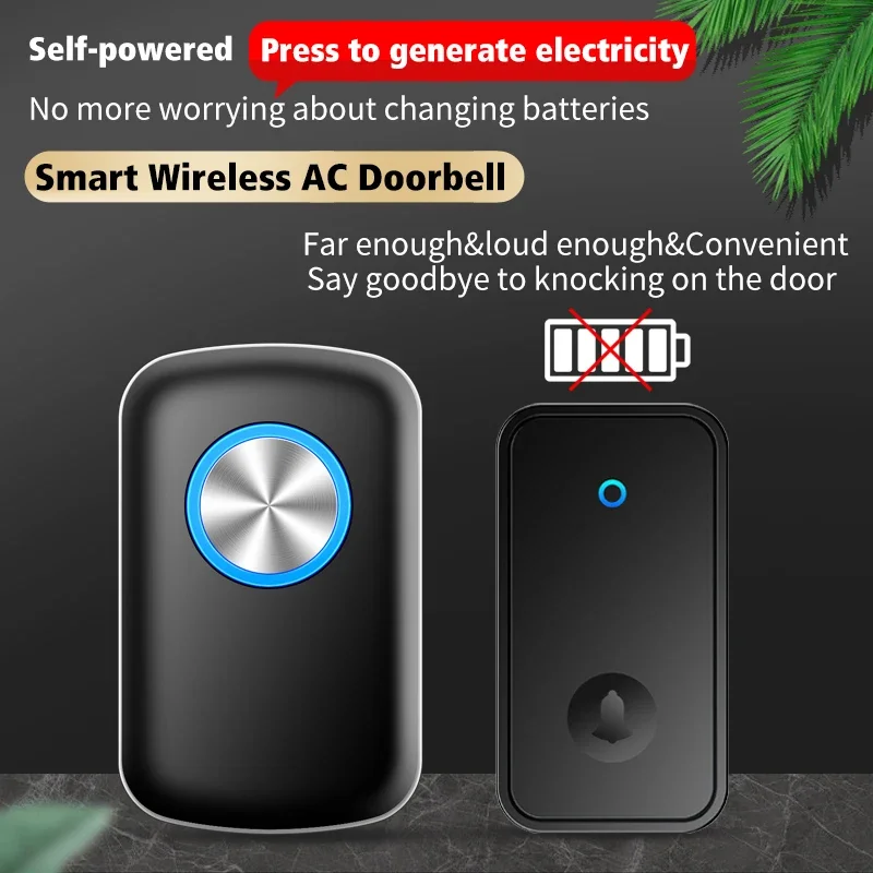 Self Powered Wireless DoorBell Waterproof Door Bell Chime Ring No Battery Electric EU UK US Plug Smart Home 1 2 Button Receiver
Self Powered Wireless DoorBell Waterproof Door Bell Chime Ring No Battery Electric EU UK US Plug Smart Home 1 2 Button Receiver