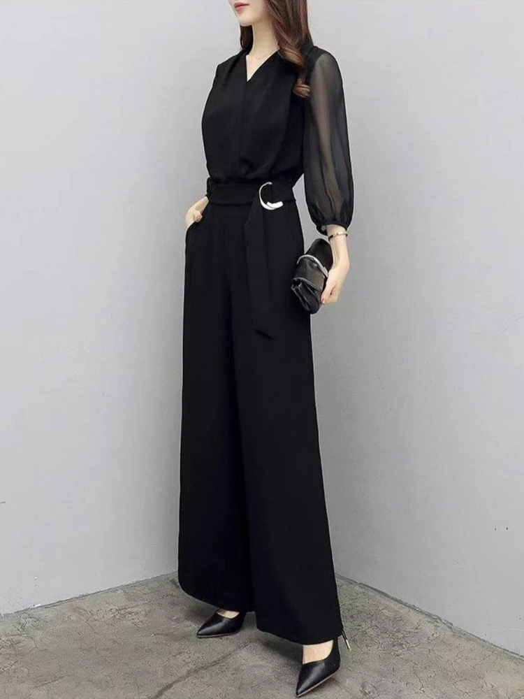 Women's Jumpsuit 2026 Spring Summer High Waist Black 7 Sleeve Slim Fit Elegant Wide Leg Romper Casual Chic Outfit for Ladies
Women's Jumpsuit 2026 Spring Summer High Waist Black 7 Sleeve Slim Fit Elegant Wide Leg Romper Casual Chic Outfit for Ladies