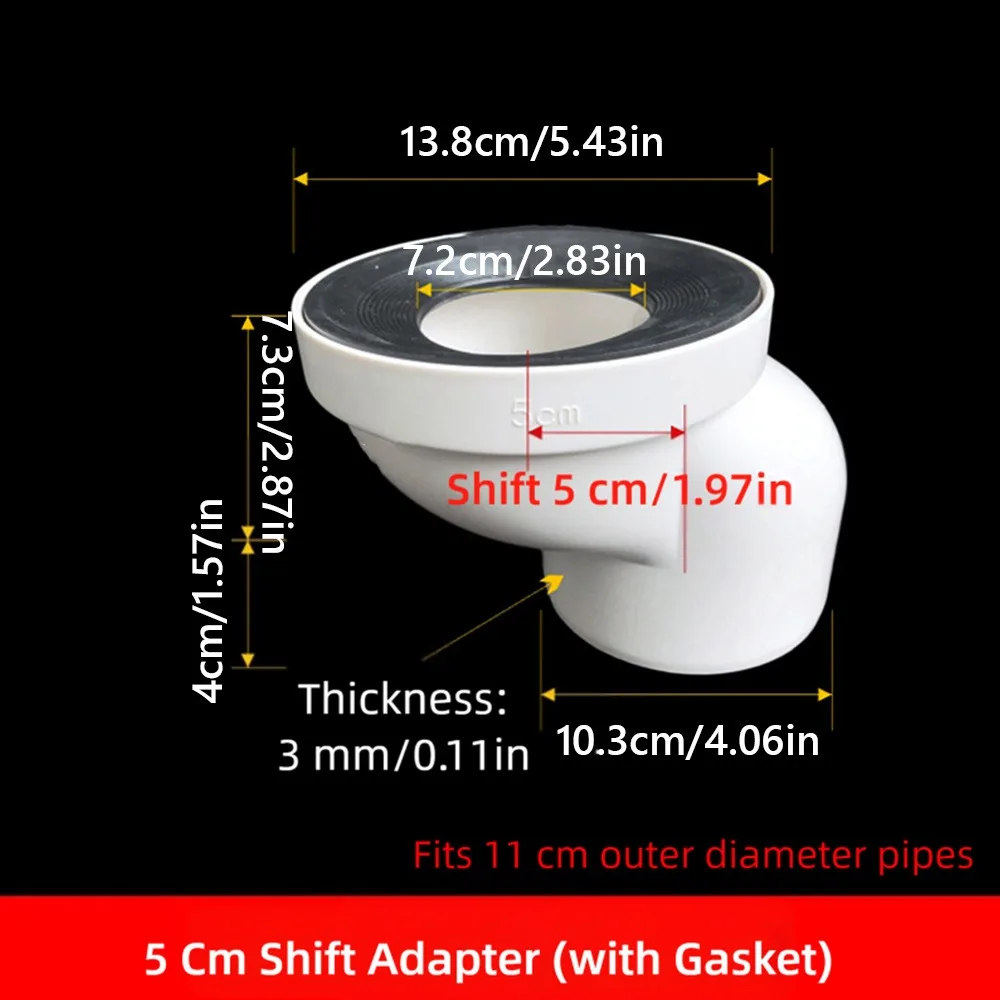 110mm Toilet Shifter Pipe PVC Plastic Extension Adapter Offset Flange Adapter Plumbing Fitting Offset Design
110mm Toilet Shifter Pipe PVC Plastic Extension Adapter Offset Flange Adapter Plumbing Fitting Offset Design