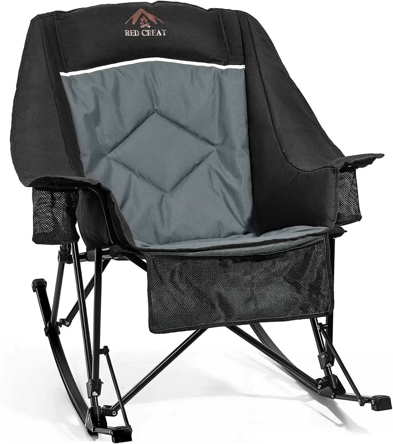 400lbs Rocking Camping Chair, Oversized XL Folding Rocker for Adults, Padded High Back with Cup Holders & Carry Bag for RV
400lbs Rocking Camping Chair, Oversized XL Folding Rocker for Adults, Padded High Back with Cup Holders & Carry Bag for RV