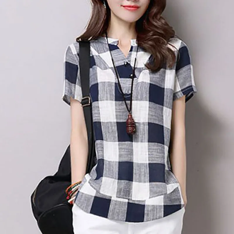 Vintage Printed Short Sleeve Plaid Blouse Women Clothing 2023 Summer New Oversized Casual Pullovers Tops All-match Commute Shirt
Vintage Printed Short Sleeve Plaid Blouse Women Clothing 2023 Summer New Oversized Casual Pullovers Tops All-match Commute Shirt