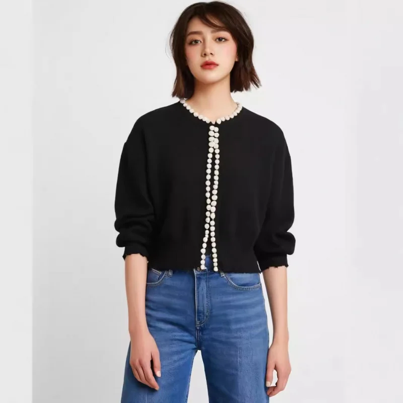 2026 Autumn New Fashion Loose-Fit Round-Neck Pearl-Trimmed Knitted Short Long-Sleeve Cardigan Sweater Women
2026 Autumn New Fashion Loose-Fit Round-Neck Pearl-Trimmed Knitted Short Long-Sleeve Cardigan Sweater Women
