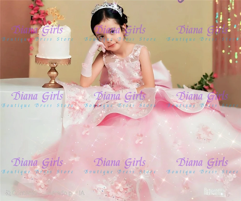 Flower Girl Dress Quality Pink Satin with Tulle Fluffy Lace Applique with Bow Little Princess Wedding Party Ball Evening Gowns
Flower Girl Dress Quality Pink Satin with Tulle Fluffy Lace Applique with Bow Little Princess Wedding Party Ball Evening Gowns