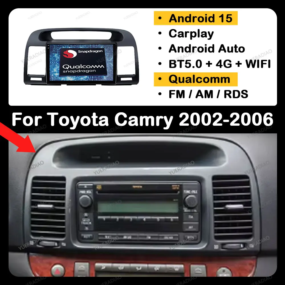 Android 15 Car Radio For Toyota Camry 5 XV 30 2002 - 2006 GPS NAVI 4G LTE 5G WIFI Head Unit Carplay Auto QLED 2DIN Qualcomm BT
Android 15 Car Radio For Toyota Camry 5 XV 30 2002 - 2006 GPS NAVI 4G LTE 5G WIFI Head Unit Carplay Auto QLED 2DIN Qualcomm BT