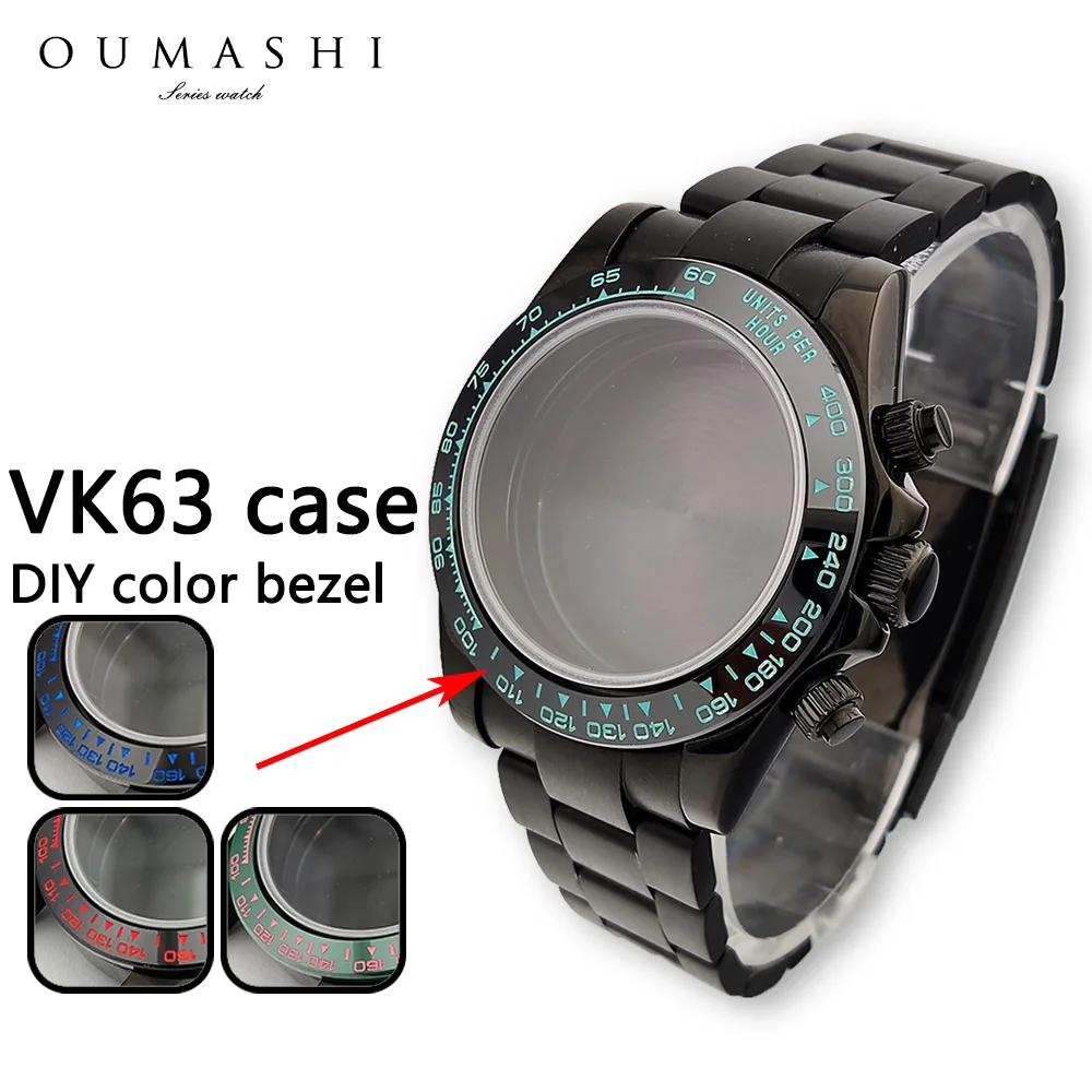 39mm VK63 case silver/Black Stainless steel case Rubber strap sapphire glass fit VK63 Quartz movement watch case parts replace
39mm VK63 case silver/Black Stainless steel case Rubber strap sapphire glass fit VK63 Quartz movement watch case parts replace
