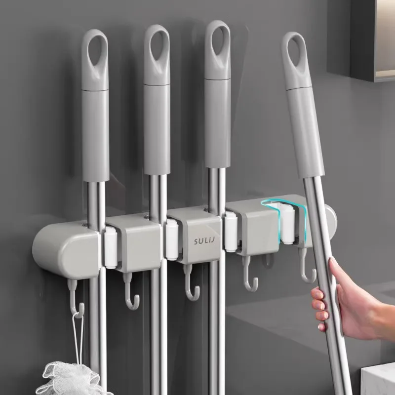 Broom Mop Holder with Hooks Wall Mounted Broom Storage Rack No Drilling Self-Adhesive Kitchens Organizer Multifunction Holder
Broom Mop Holder with Hooks Wall Mounted Broom Storage Rack No Drilling Self-Adhesive Kitchens Organizer Multifunction Holder