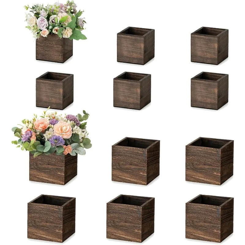 Wooden Box For Centerpiece Wedding: 12 Pcs Rustic Square Planter Box For Christmas Table Fall Decorations - 4×4" & 5×5" S
Wooden Box For Centerpiece Wedding: 12 Pcs Rustic Square Planter Box For Christmas Table Fall Decorations - 4×4" & 5×5" S