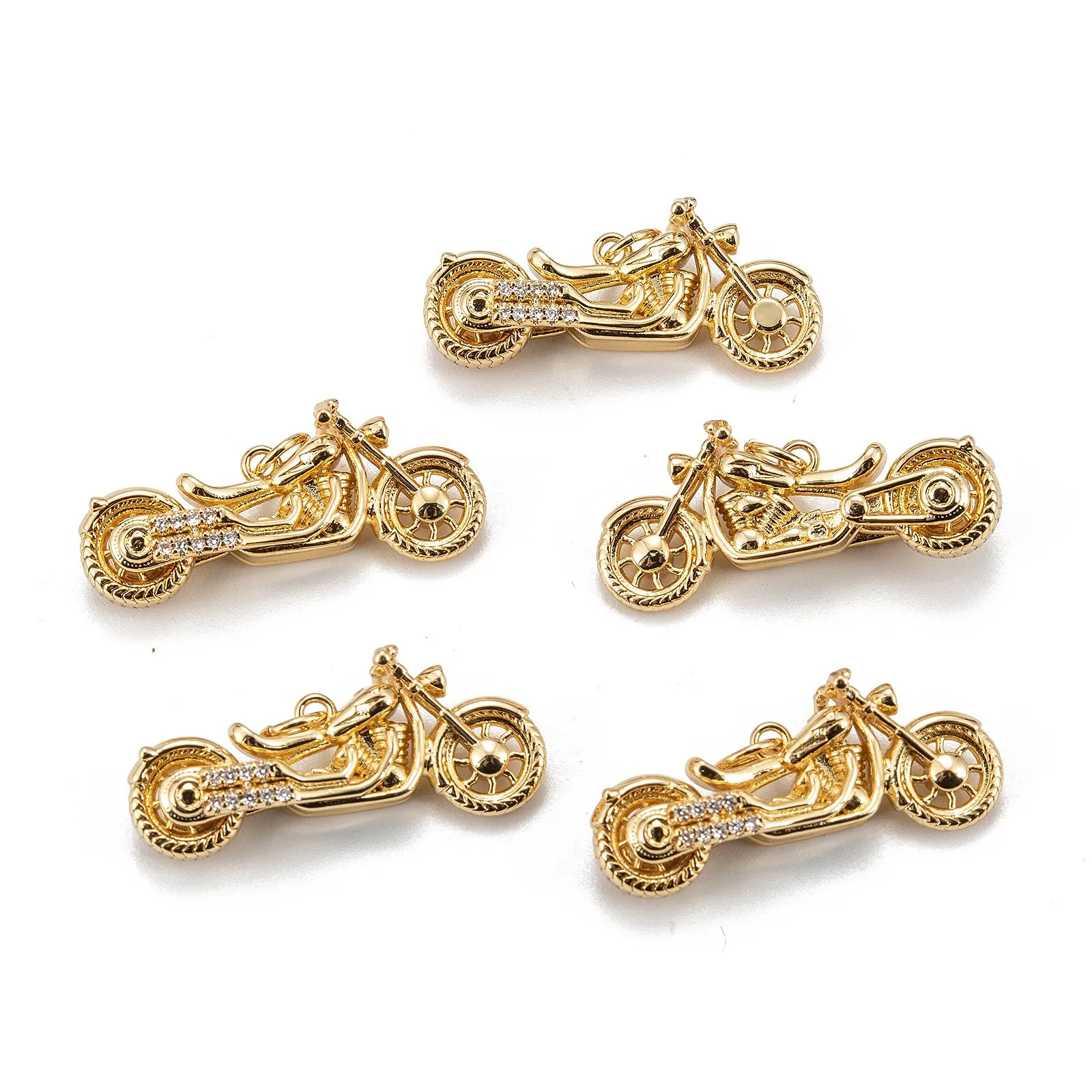 5PCS Brass Micro Pave Clear Cubic Zirconia Pendants Motobike Real 18K Gold Plated for Making DIY Jewelry Necklace Earring Charm
5PCS Brass Micro Pave Clear Cubic Zirconia Pendants Motobike Real 18K Gold Plated for Making DIY Jewelry Necklace Earring Charm