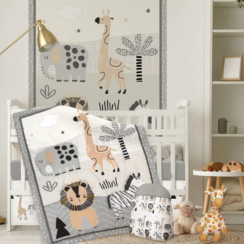 Woodland Animal Crib Bedding Set: Jungle-Inspired Crib Skirt, Blanket, Sheet, Diaper Stacker for Unisex Nurseries
Woodland Animal Crib Bedding Set: Jungle-Inspired Crib Skirt, Blanket, Sheet, Diaper Stacker for Unisex Nurseries