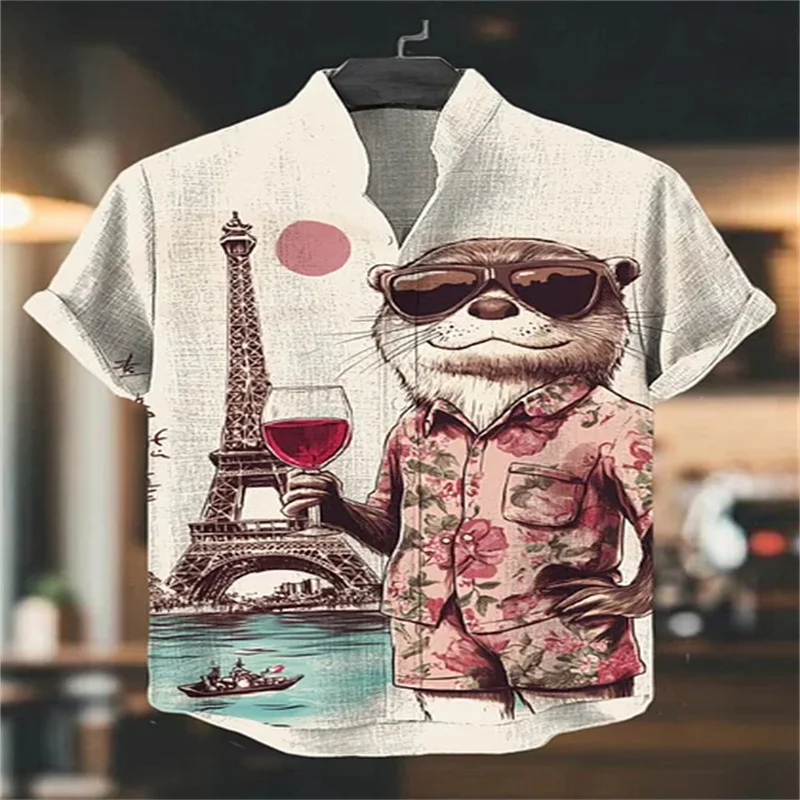 Men's Otter Drinking Red Wine Eiffel Tower Art Print Casual Shirt apanese Tea Ceremony Dragon And Otter Print Short Sleeve Shir
Men's Otter Drinking Red Wine Eiffel Tower Art Print Casual Shirt apanese Tea Ceremony Dragon And Otter Print Short Sleeve Shir