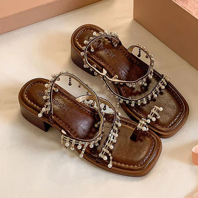 Genuine Leather Elegant Women's Sandals Bohemian Tassel Pearl Luxury Roman Shoes Sheepskin Comfortable Summer Seaside High Heels
Genuine Leather Elegant Women's Sandals Bohemian Tassel Pearl Luxury Roman Shoes Sheepskin Comfortable Summer Seaside High Heels