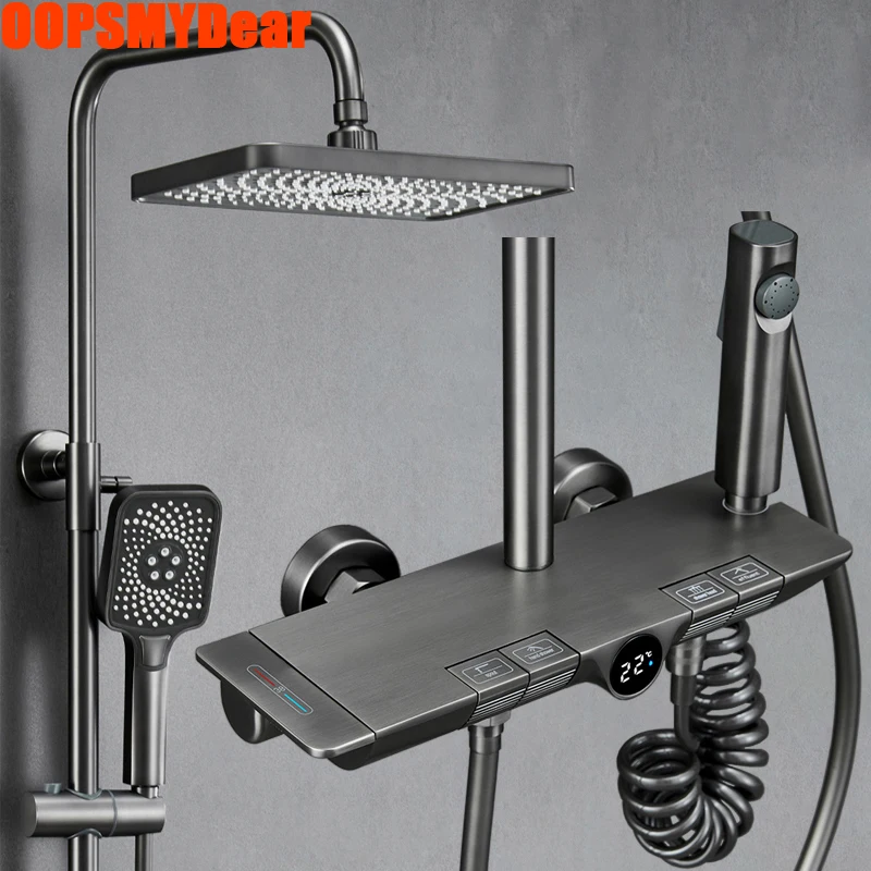 LED Digital Bathroom Shower Mixer Bathtub LED Digital Hot Cold Thermostatic Shower Set Wall Mount SPA Rainfall Luxury Faucets
LED Digital Bathroom Shower Mixer Bathtub LED Digital Hot Cold Thermostatic Shower Set Wall Mount SPA Rainfall Luxury Faucets