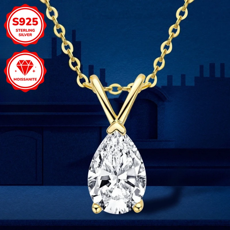 1pc 1.5Carat 925 Sterling Silver Pear-Shaped Moissanite Necklace, Women's Jewelry Gift, Engagement Gift, Anniversary Gift.
1pc 1.5Carat 925 Sterling Silver Pear-Shaped Moissanite Necklace, Women's Jewelry Gift, Engagement Gift, Anniversary Gift.