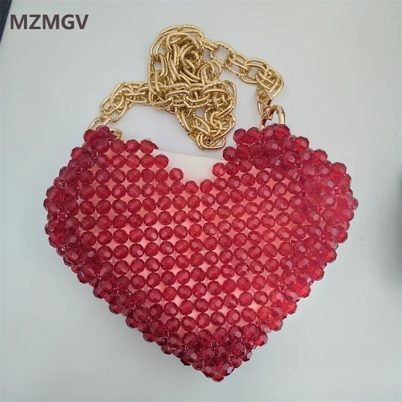 Meet You Heart Shape Small Red Acrylic Beaded Shoulder Bag Sweet Girls Hand Woven Hollow Out Evening Clutches Lipstick Pouch
Meet You Heart Shape Small Red Acrylic Beaded Shoulder Bag Sweet Girls Hand Woven Hollow Out Evening Clutches Lipstick Pouch