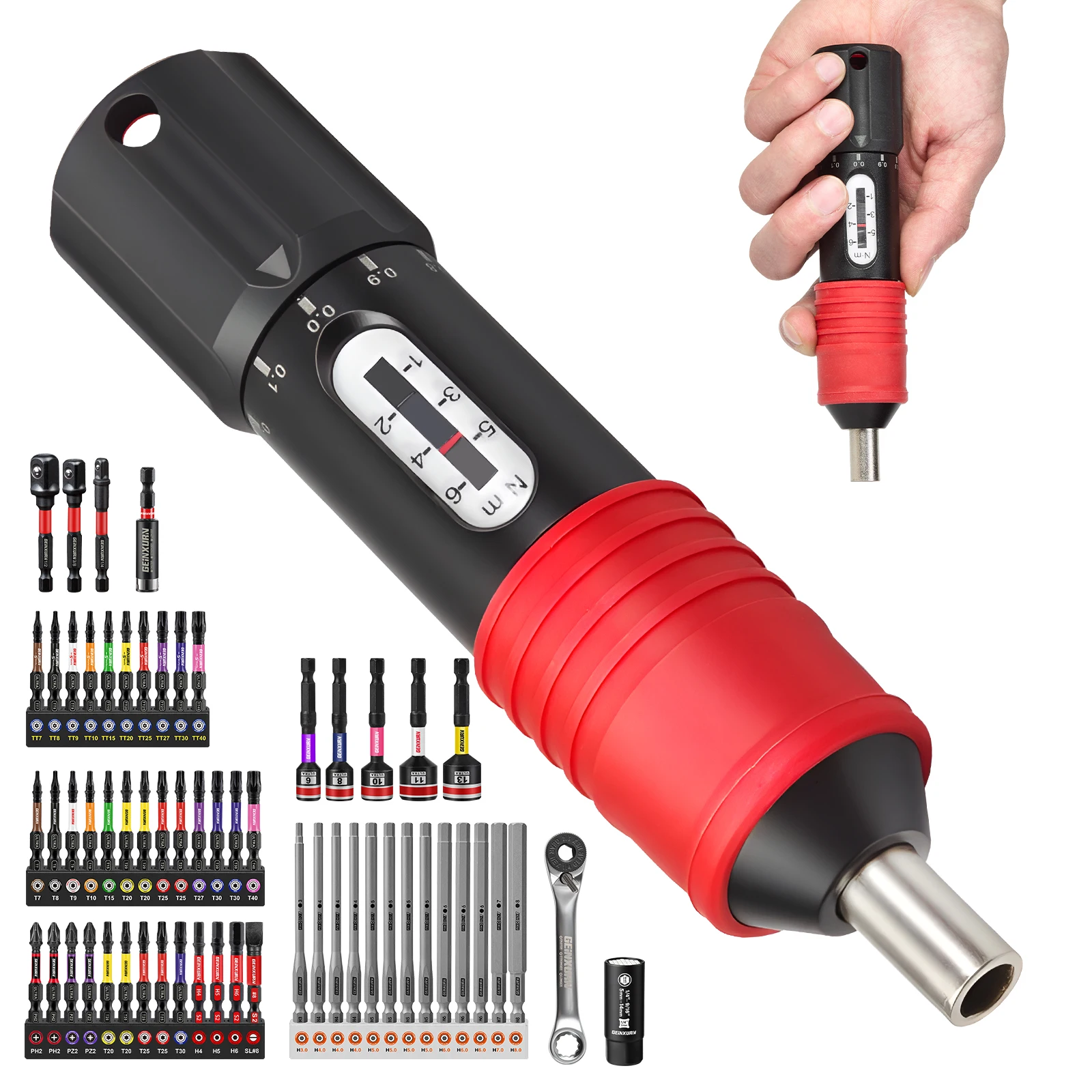 Geinxurn Adjustable Torque Screwdriver Sets, Aluminum Alloy, 1/4" Hex Magnetic Bit Holder, for Auto Repair and Home Use
Geinxurn Adjustable Torque Screwdriver Sets, Aluminum Alloy, 1/4" Hex Magnetic Bit Holder, for Auto Repair and Home Use